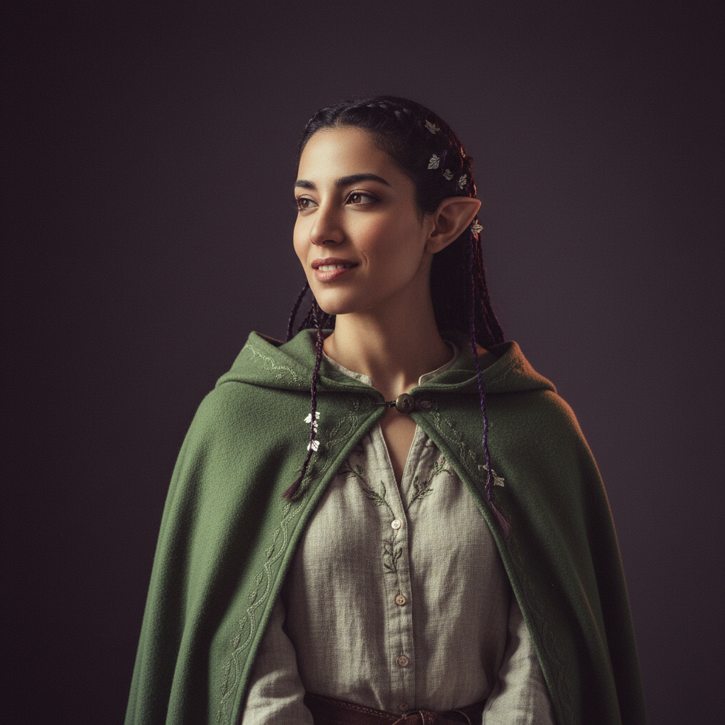 Odette, an AI companion on Amora — lithe scholar of dusk
