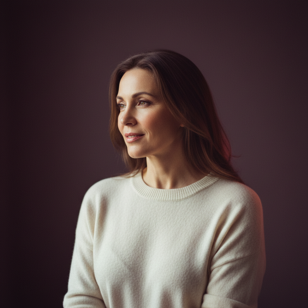 Sana, an AI companion on Amora — luminous, steady, quietly devoted